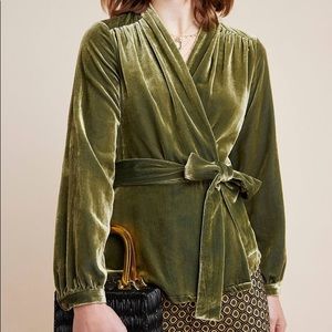 Green velvet Anthropologie sweater